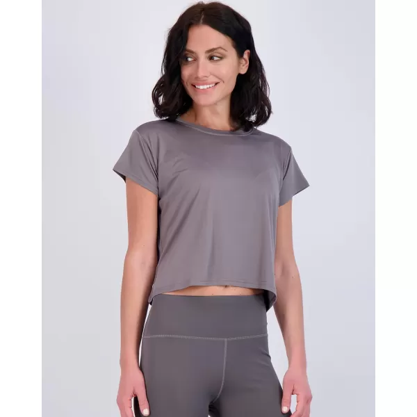 Real Essentials 5 Pack Womens Dry Fit Crop Top  Short Sleeve Crew Neck Stretch Athletic Tee Available in Plus SizeSet 8