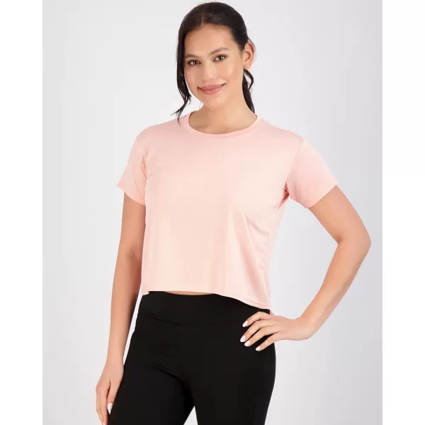 Real Essentials 5 Pack Womens Dry Fit Crop Top  Short Sleeve Crew Neck Stretch Athletic Tee Available in Plus SizeSet 8