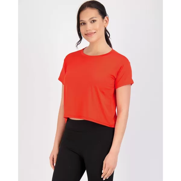 Real Essentials 5 Pack Womens Dry Fit Crop Top  Short Sleeve Crew Neck Stretch Athletic Tee Available in Plus SizeSet 9