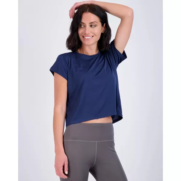 Real Essentials 5 Pack Womens Dry Fit Crop Top  Short Sleeve Crew Neck Stretch Athletic Tee Available in Plus SizeSet 9