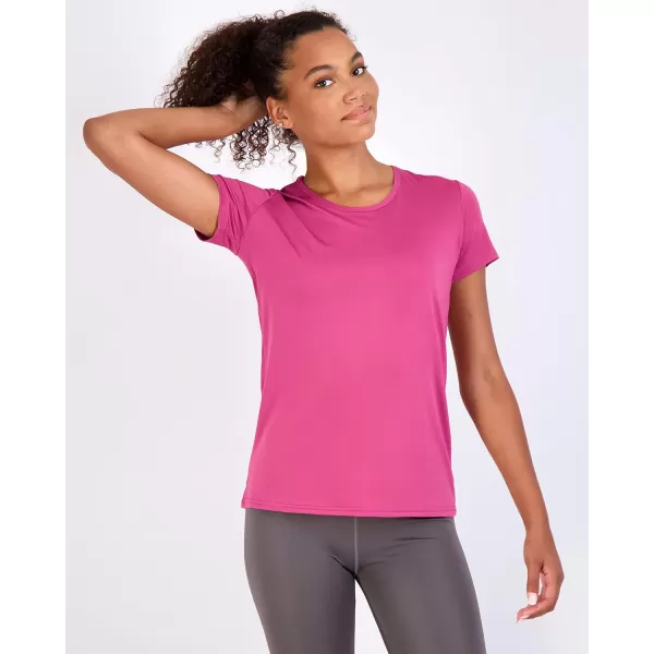 Real Essentials 5 Pack Womens Dry Fit Tech Stretch ShortSleeve Crew Neck Athletic TShirt Available in Plus SizeRegular Size Set 13