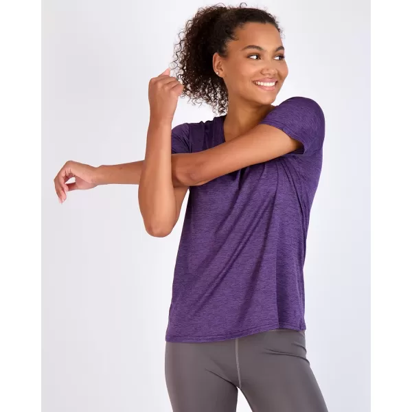 Real Essentials 5 Pack Womens Dry Fit Tech Stretch ShortSleeve Crew Neck Athletic TShirt Available in Plus SizeRegular Size Set 14