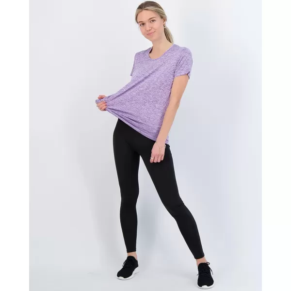 Real Essentials 5 Pack Womens Dry Fit Tech Stretch ShortSleeve Crew Neck Athletic TShirt Available in Plus SizeRegular Size Set 7