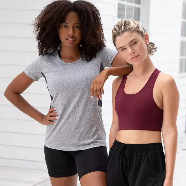 Real Essentials 5 Pack Womens Dry Fit Tech Stretch ShortSleeve Crew Neck Athletic TShirt Available in Plus SizeRegular Size Set 7