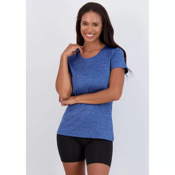 Real Essentials 5 Pack Womens Dry Fit Tech Stretch ShortSleeve Crew Neck Athletic TShirt Available in Plus SizeRegular Size Set 8
