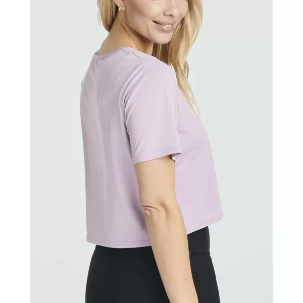 Real Essentials 5 Pack Womens DryFit Short Sleeve VNeck Crop Top Boxy Athletic TeeSet 3