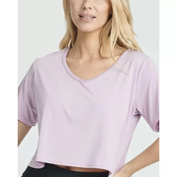 Real Essentials 5 Pack Womens DryFit Short Sleeve VNeck Crop Top Boxy Athletic TeeSet 3