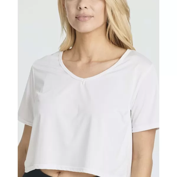 Real Essentials 5 Pack Womens DryFit Short Sleeve VNeck Crop Top Boxy Athletic TeeSet 4