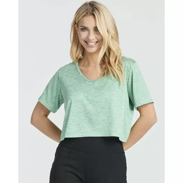 Real Essentials 5 Pack Womens DryFit Short Sleeve VNeck Crop Top Boxy Athletic TeeSet 5