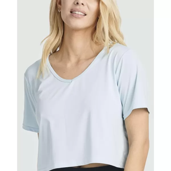 Real Essentials 5 Pack Womens DryFit Short Sleeve VNeck Crop Top Boxy Athletic TeeSet 6