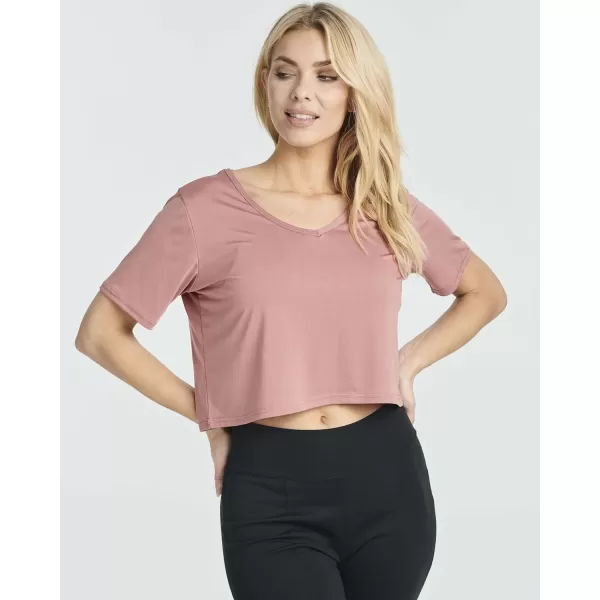 Real Essentials 5 Pack Womens DryFit Short Sleeve VNeck Crop Top Boxy Athletic TeeSet 6