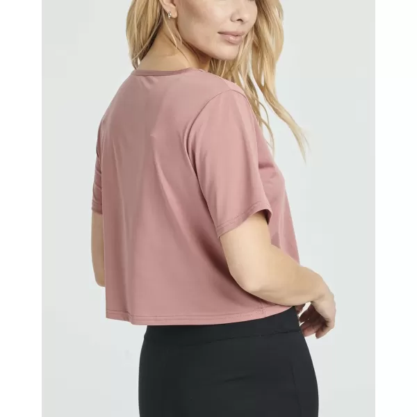 Real Essentials 5 Pack Womens DryFit Short Sleeve VNeck Crop Top Boxy Athletic TeeSet 6