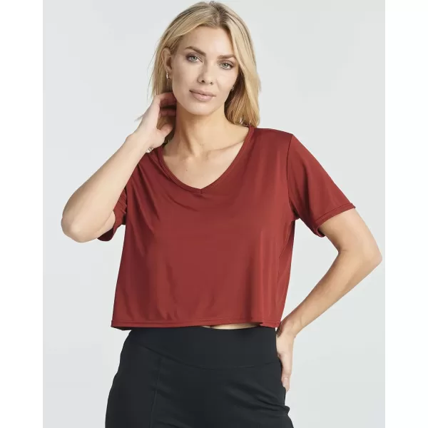 Real Essentials 5 Pack Womens DryFit Short Sleeve VNeck Crop Top Boxy Athletic TeeSet 7