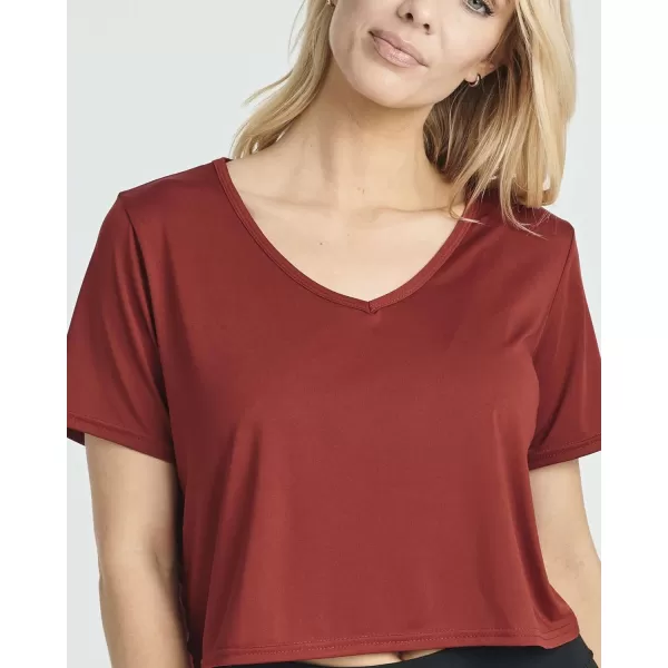 Real Essentials 5 Pack Womens DryFit Short Sleeve VNeck Crop Top Boxy Athletic TeeSet 7