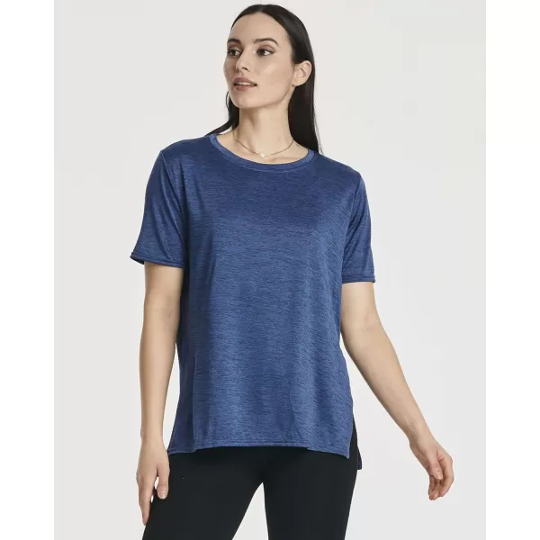 Real Essentials 5 Pack Womens Short Sleeve Crew Relaxed Active TShirt DryFit Yoga Top with Split Hem Available in PlusSet 2