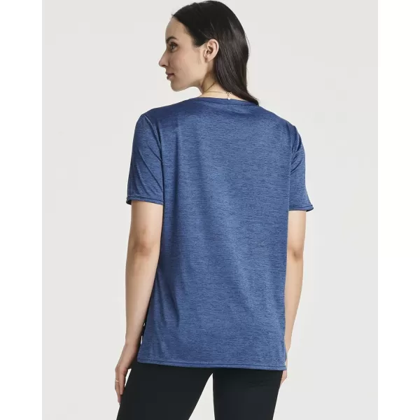 Real Essentials 5 Pack Womens Short Sleeve Crew Relaxed Active TShirt DryFit Yoga Top with Split Hem Available in PlusSet 2