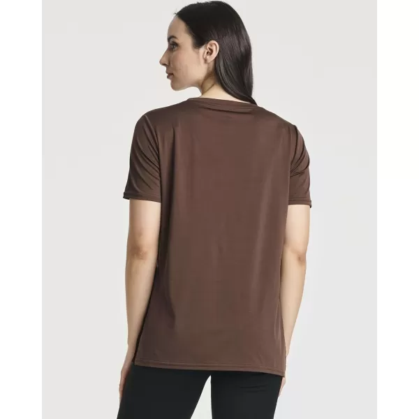 Real Essentials 5 Pack Womens Short Sleeve Crew Relaxed Active TShirt DryFit Yoga Top with Split Hem Available in PlusSet 3