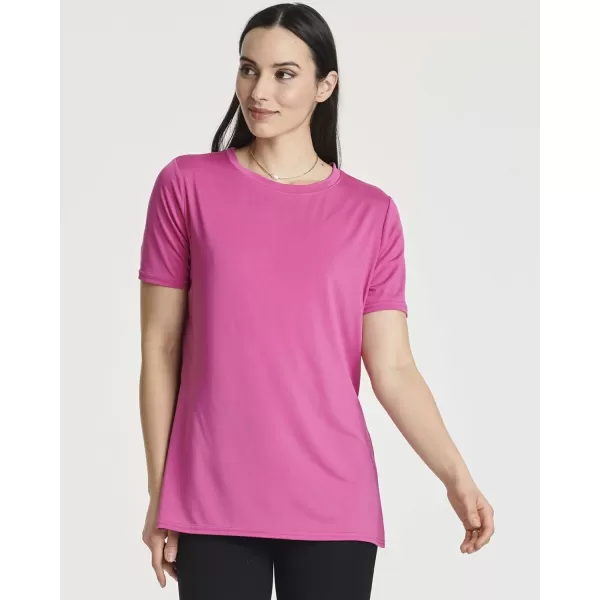 Real Essentials 5 Pack Womens Short Sleeve Crew Relaxed Active TShirt DryFit Yoga Top with Split Hem Available in PlusSet 3