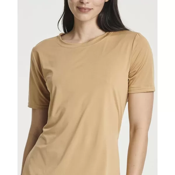 Real Essentials 5 Pack Womens Short Sleeve Crew Relaxed Active TShirt DryFit Yoga Top with Split Hem Available in PlusSet 4