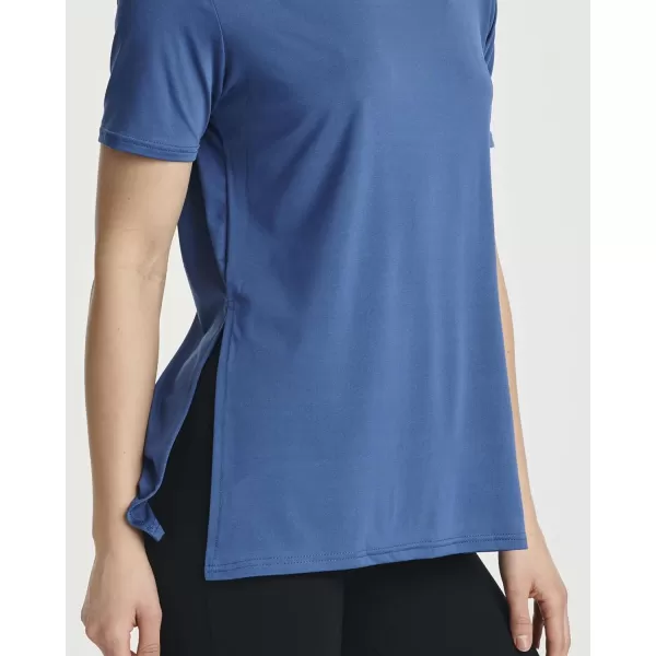 Real Essentials 5 Pack Womens Short Sleeve Crew Relaxed Active TShirt DryFit Yoga Top with Split Hem Available in PlusSet 4