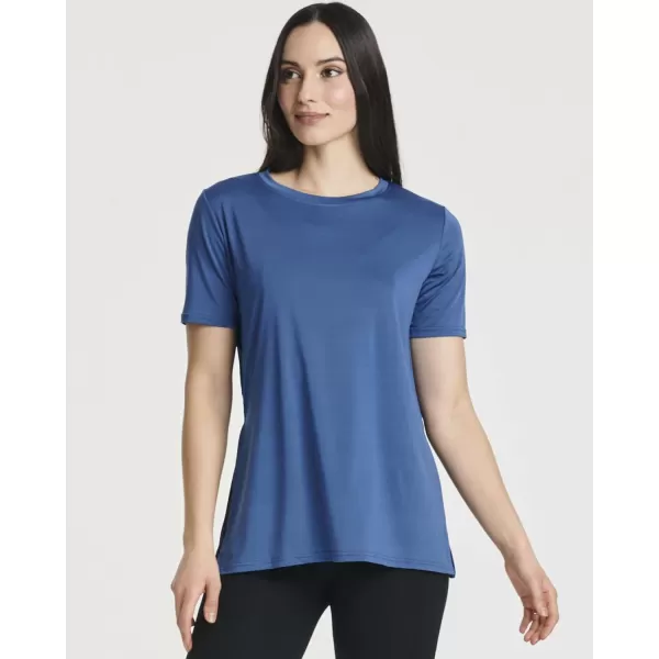 Real Essentials 5 Pack Womens Short Sleeve Crew Relaxed Active TShirt DryFit Yoga Top with Split Hem Available in PlusSet 4