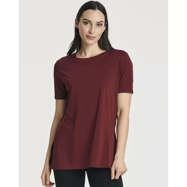 Real Essentials 5 Pack Womens Short Sleeve Crew Relaxed Active TShirt DryFit Yoga Top with Split Hem Available in PlusSet 5