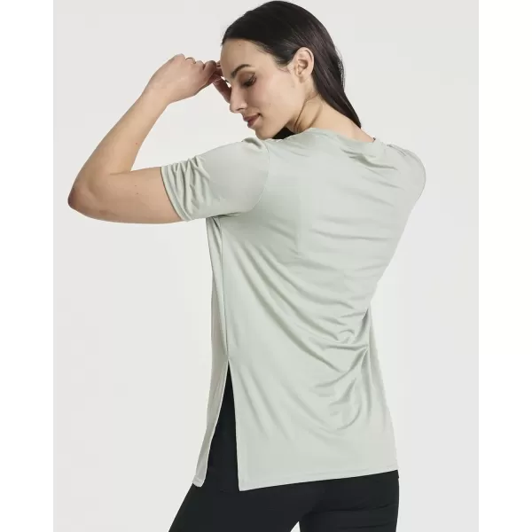 Real Essentials 5 Pack Womens Short Sleeve Crew Relaxed Active TShirt DryFit Yoga Top with Split Hem Available in PlusSet 5