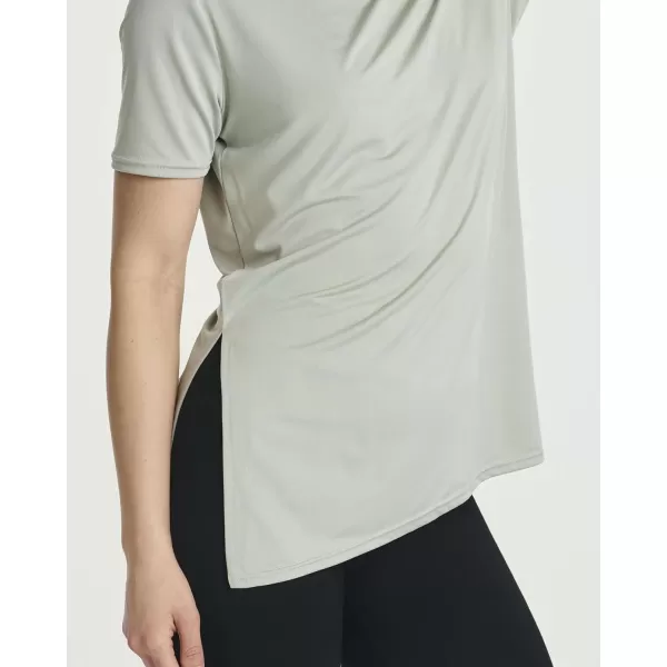 Real Essentials 5 Pack Womens Short Sleeve Crew Relaxed Active TShirt DryFit Yoga Top with Split Hem Available in PlusSet 5