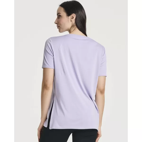 Real Essentials 5 Pack Womens Short Sleeve Crew Relaxed Active TShirt DryFit Yoga Top with Split Hem Available in PlusSet 6