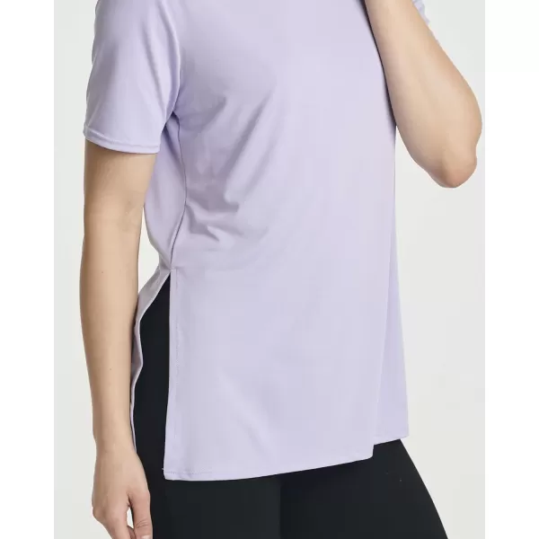 Real Essentials 5 Pack Womens Short Sleeve Crew Relaxed Active TShirt DryFit Yoga Top with Split Hem Available in PlusSet 6