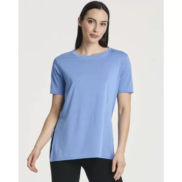 Real Essentials 5 Pack Womens Short Sleeve Crew Relaxed Active TShirt DryFit Yoga Top with Split Hem Available in PlusSet 6