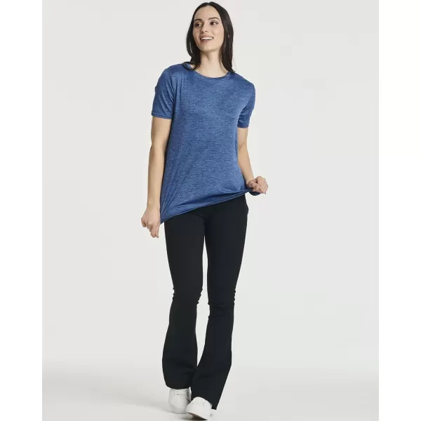 Real Essentials 5 Pack Womens Short Sleeve Crew Relaxed Active TShirt DryFit Yoga Top with Split Hem Available in PlusSet 7