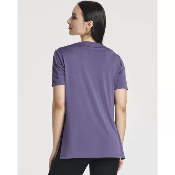 Real Essentials 5 Pack Womens Short Sleeve Crew Relaxed Active TShirt DryFit Yoga Top with Split Hem Available in PlusSet 8