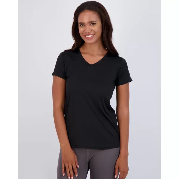 Real Essentials 5 Pack Womens Short Sleeve VNeck Activewear TShirt DryFit Wicking Yoga Top Available in PlusSet 6