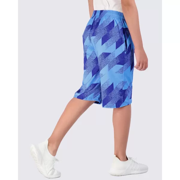 Real Essentials 5Pack Boys DryFit Active Athletic Performance Basketball Shorts with PocketsSet 4