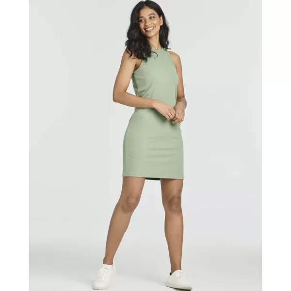 Real Essentials Ladies Ribbed High Neck Racerback Tank Mini Shift DressSet 2