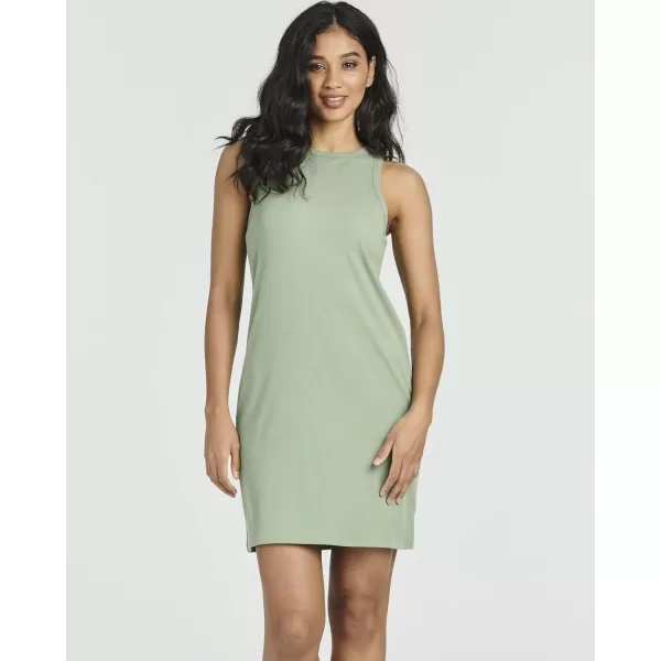 Real Essentials Ladies Ribbed High Neck Racerback Tank Mini Shift DressSet 2