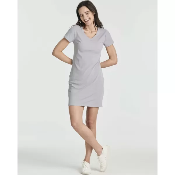 Real Essentials Ladies Ribbed V Neck Tshirt DressSet 2