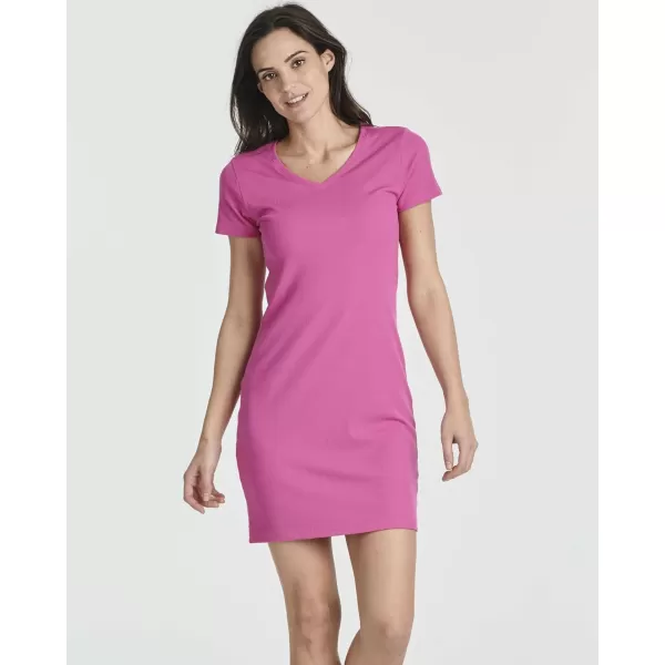 Real Essentials Ladies Ribbed V Neck Tshirt DressSet 2