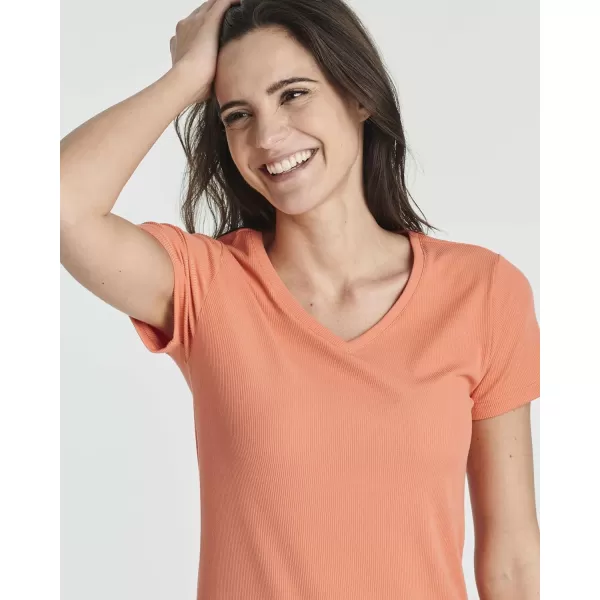 Real Essentials Ladies Ribbed V Neck Tshirt DressSet 4