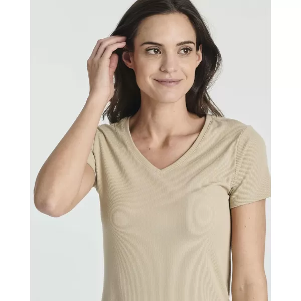 Real Essentials Ladies Ribbed V Neck Tshirt DressSet 7