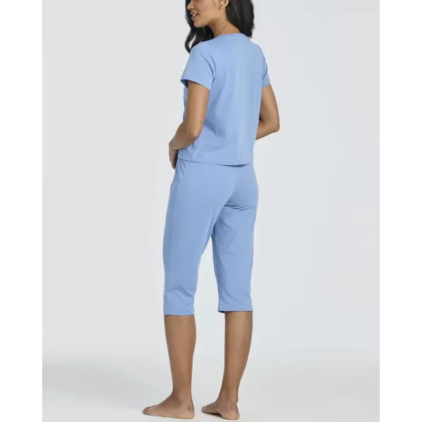 Real Essentials Ladies SS Crew and Capri Sleep SetSet 1