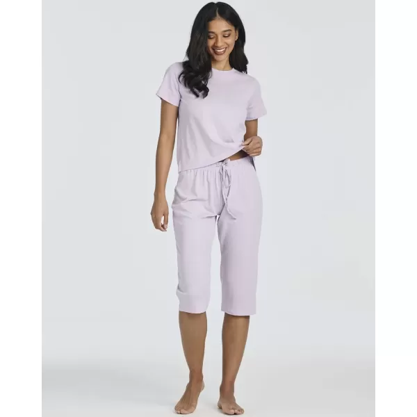 Real Essentials Ladies SS Crew and Capri Sleep SetSet 1