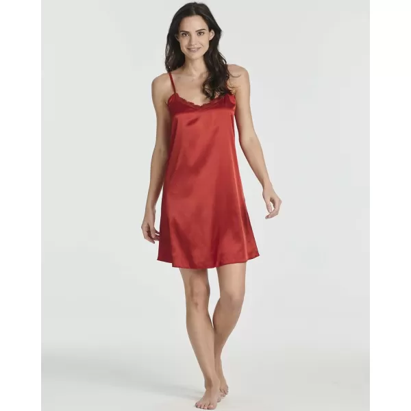 Real Essentials Ladies Satin Cami Nightshirt with LaceSet 1