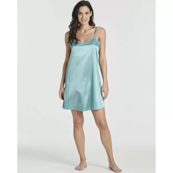 Real Essentials Ladies Satin Cami Nightshirt with LaceSet 5