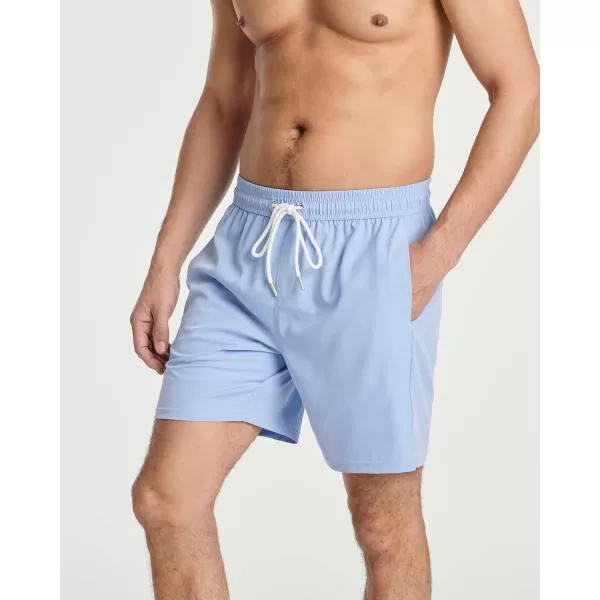 Real Essentials Mens 2 in 1 Flat Front Swim ShortsSet 1