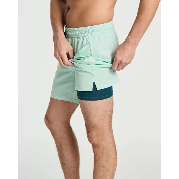 Real Essentials Mens 2 in 1 Flat Front Swim ShortsSet 3