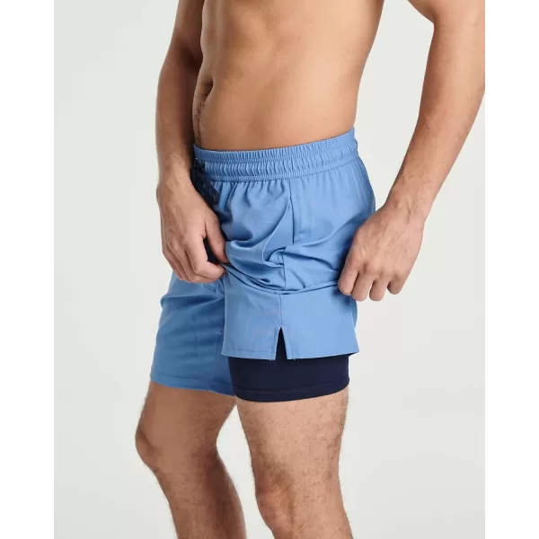 Real Essentials Mens 2 in 1 Flat Front Swim ShortsSet 5