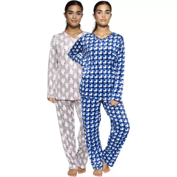 2 Pack Womens Pajama Sets Vneck Top Micro Fleece Pajamas for Women Ladies Loungewear Pjs Cute Long Sleeve Warm Lightweight Winter Pants Holiday Christmas Sleepwear Clothing Pj Set  Set 5 Large2 Pack Womens Pajama Sets Vneck Top Micro Fleece Pajamas for Women Ladies Loungewear Pjs Cute Long Sleeve Warm Lightweight Winter Pants Holiday Christmas Sleepwear Clothing Pj Set  Set 5 Large