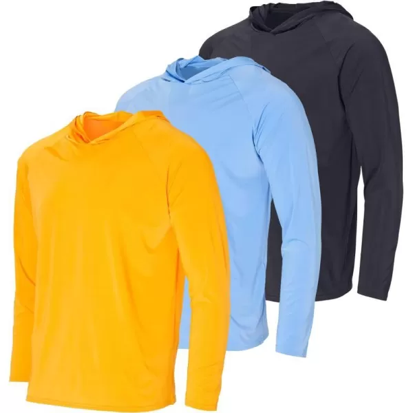 3 Pack Mens Long Sleeve Rash Guard Hoodie Sweatshirt Sun Protection UPF UV SPF Fishing Shirt Available in Big  TallSet 3